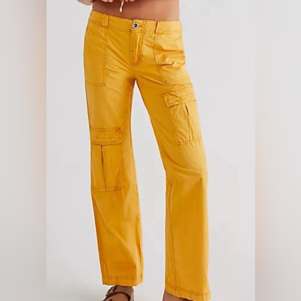 Mustard yellow free people cargo pants NWT